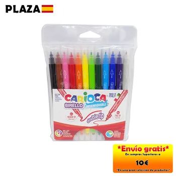 

CARIOCA® Caja de rotuladores con tinta lavable, multicolor, punta fina y media, pack de 12 colores