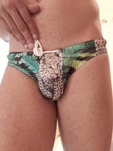 Bañador de cintura baja para hombre, ropa de baño con estampado triangular, bañadores de cordón, traje de baño Sexy corto deportivo para hombre