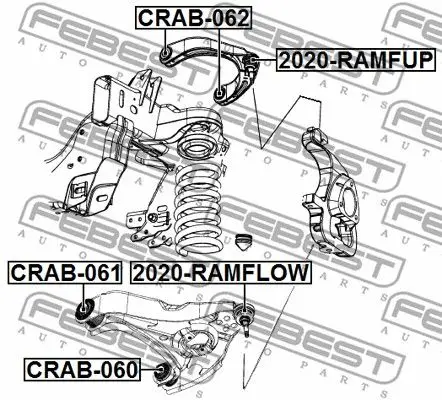 Сайлентблок переднего нижнего рычага DODGE RAM IV FEBEST CRAB-06