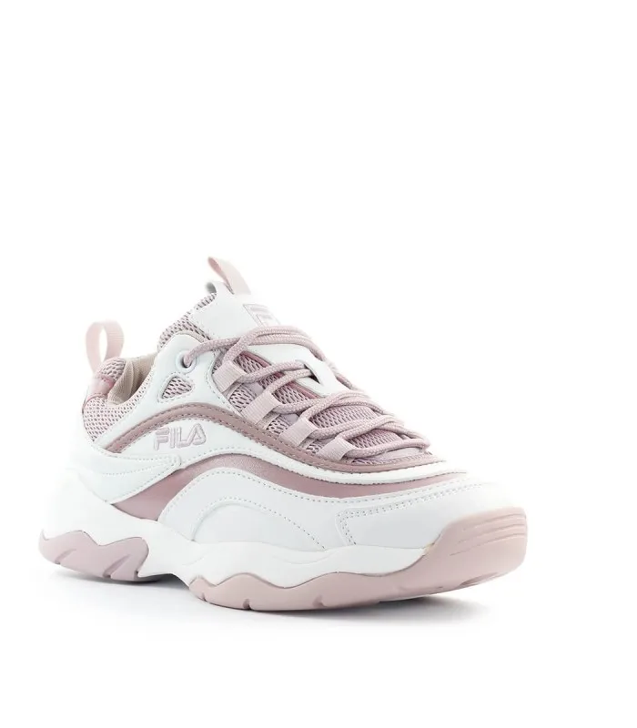 Белые сиреневые кроссовки FILA RAY M LOW WMN
