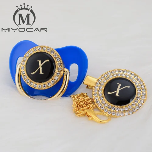 LX-6 0-6M MIYOCAR имя инициалы Письмо X Элегантный Серебряный bling соска и пустышка Клип BPA бесплатно пустышка bling уникальный дизайн SGS пройти LX - Цвет: LX-6 0-6M
