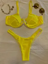 Conjunto de Bikini brasileño sin relleno para mujer, bañador Sexy de estilo vendaje de 4 colores, triangular, envío directo
