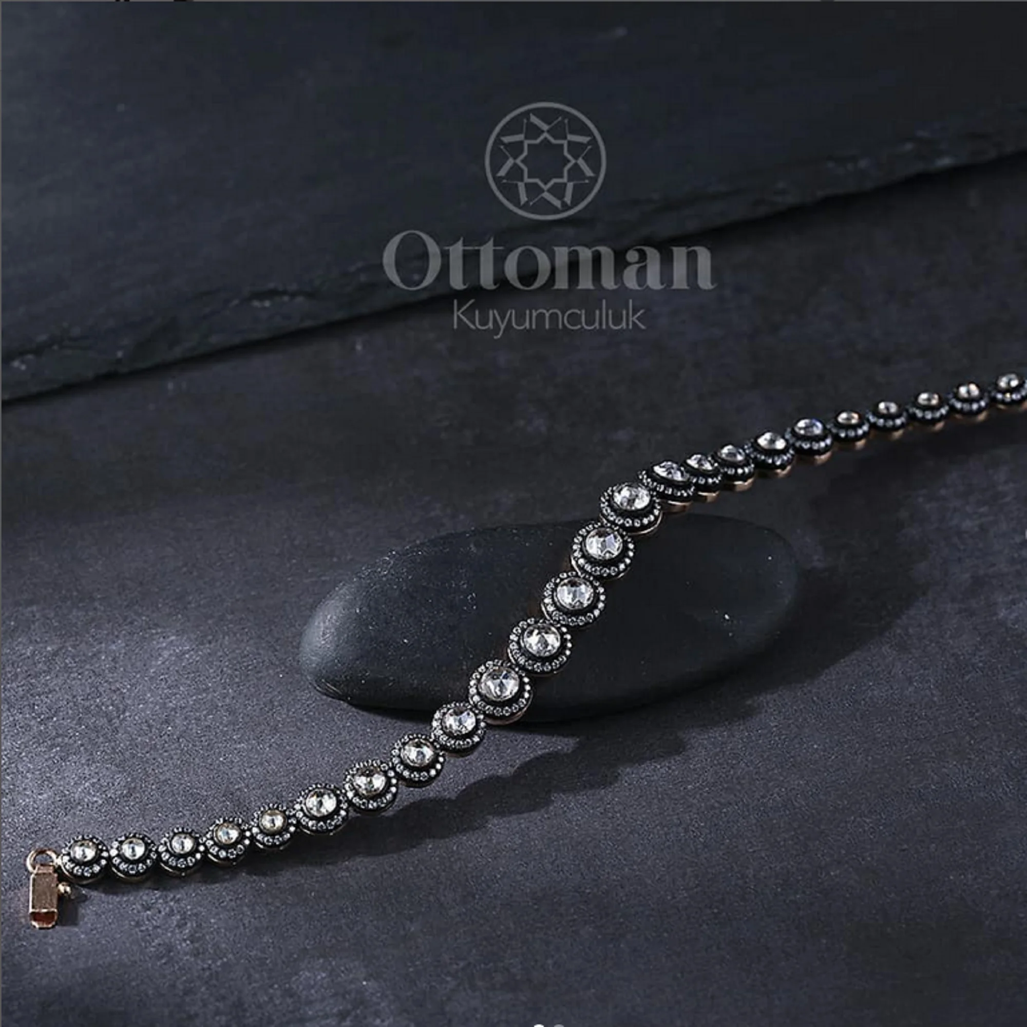 Turkish Handicraft Waterway Diamond Women's Bracelet Produced from 925 Pure Silver Rose and Black Rodjum Plated on Silver zhelob vodozabora universalnyy waterway 640 3380