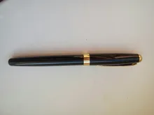 Baoer 388 de alta calidad regalo de negocios metal negro dorado estudiante pluma estilográfica, papelería de oficina material escolar