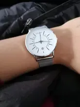 Nueva moda Simple Ultra delgado reloj de los hombres de acero de malla de reloj de cuarzo creativo reloj con calendario para los hombres Relogio Masculino