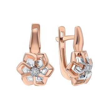 

Gold earrings with diamonds sunlight sample 585