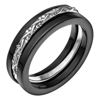 

Silver ring with ceramics and cubic zirconia