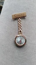 Broche personalizado grabado con tu nombre, Pin de solapa de acero inoxidable, de alta calidad, oro rosa, Fob, reloj de enfermera