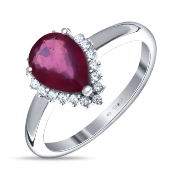 

Ring of silver with cubic zirconia and Ruby Nat. (h)