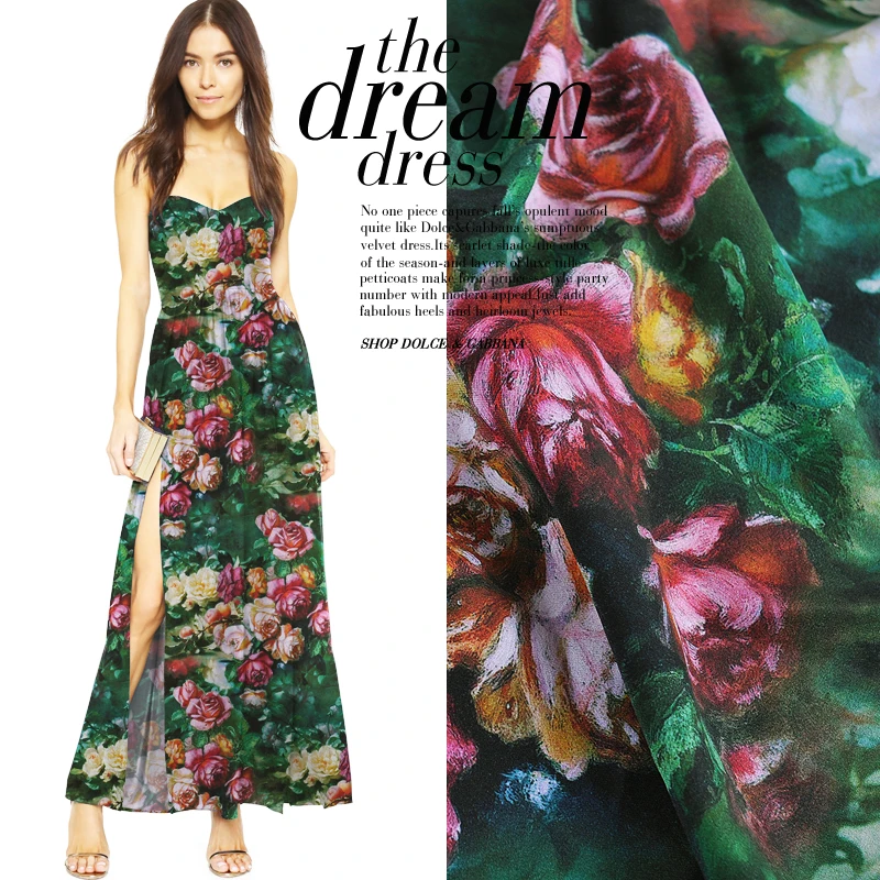 SCC010 CDC/Роза, картина маслом/шелковая ткань шелк тутового 90% шелк 10% спандекс эластичный/W: 1.18yd толщина 26 мм/единица измерения: m