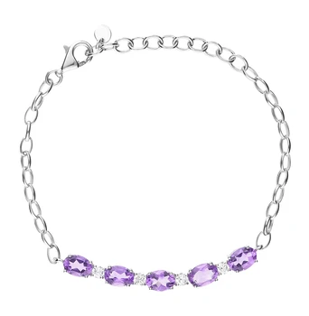 

Silver Bracelet with amethyst and cubic zirconia sunlight