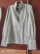 Turtleneck Blouse Puff-Sleeve White Shirt Ladies Top OOTN Office Elegant Casual Solid
