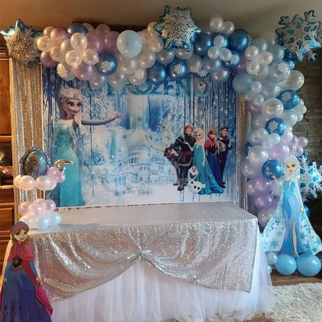 Frozen Birthday Decorations, Frozen Birthday Party Supplies Balloons Party  Decoration, Princess Happy Birthday Decoration with Frozen Backdrop