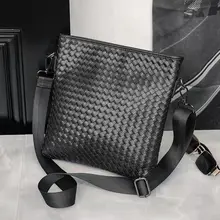 

Men's New Hand Woven Casual Shoulder Bag Quality PU Classic Solid Color Outdoor Messenger Urban Simple Backpack