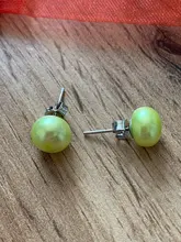 Pendientes de plata de ley 925 con perlas de agua dulce, 7-8mm, 1 par