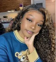 Ali Lee cabello profundo rizado peluca con malla frontal rubio miel Color degradado resalte 180% frente de encaje pelucas de cabello humano para las mujeres Pre arrancado