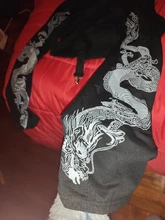 Sweatshirts Harajuku Crop Print Dark-Dragon Goth Vintage Fall Flare-Sleeve Pathchwork