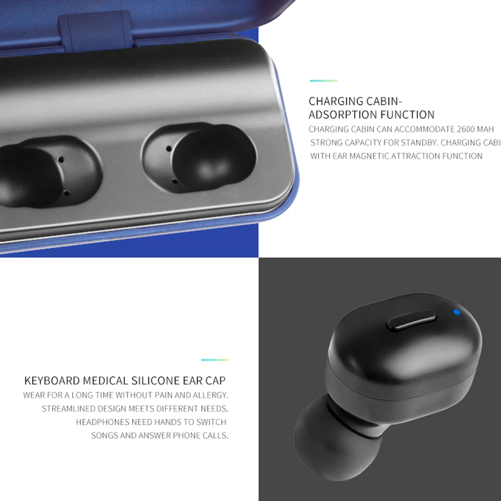 /50 шт. T1 PRO TWS Bluetooth наушники Беспроводная гарнитура 3D стерео гарнитура с микрофоном наушники водонепроницаемый зарядный ящик