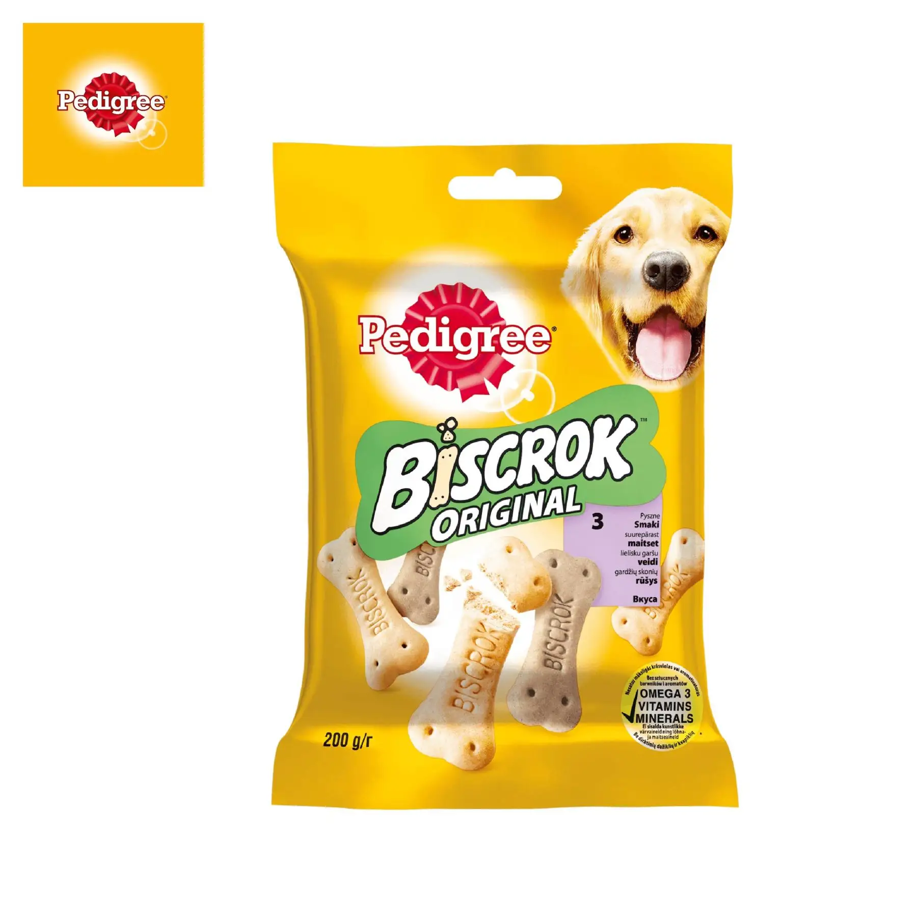 Лакомство для взрослых собак Pedigree Biscrok бисквитные косточки ассорти 200 г|Лакомства
