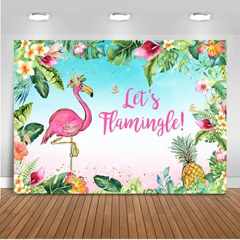 

photography backdrop Let's flamingle newborn baby shower pink girls background for photo studio customize party decoration prop