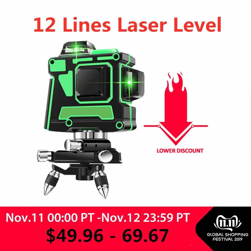 Günstig Neue Green Laser Level 12 Linien 3D Ebene Selbst Nivellierung 360 Horizontale Und Vertikale Kreuz Super Leistungsstarke Grün Laser ebene