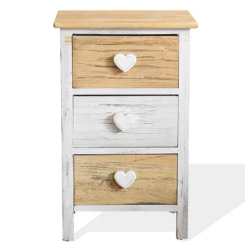 

Rebecca Mobili Bedside tables Cabinet 3 Drawers White Natural Wood 56x35x25