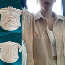 KPYTOMOA-blusas holgadas asimétricas de manga larga para mujer, camisas de pana con bolsillos de gran tamaño a la moda, Tops Chic para mujer 2020