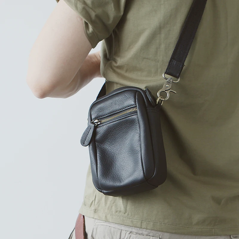 

LANSPACE men's leather shoulder bag genuine leather bag mini men's messenger bag