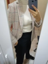 Female Blazer Coat Elegant Jacket Single-Button Wool Vintage Vimly Women Office Lady