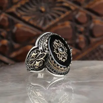 925 srebro pierścionek pierścionki męskie wysokiej jakości Onix kamień pierścień ślub mężczyźni pierścionki oryginalne unikalne turecki biżuteria pierścionki dla mężczyzn kobiety pierścionki biżuteria męska kobiety mężczyźni biżuteria Made in turcja Retro męskie pierścionki biżuteria tanie i dobre opinie VAYA SILVER Unisex onyx Drobne TRENDY