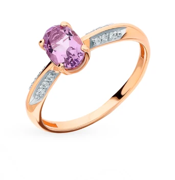 

Gold ring with amethyst and cubic zirconia sunlight