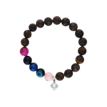 

Silver Bracelet with agate and amber sunlight sample 925