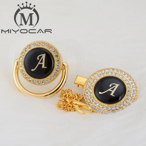 LA-1 0-6M MIYOCAR золото серебро имя инициалы письмо красивый bling соска и соска клип BPA бесплатно пустышка bling уникальный дизайн LAS-8/9 - Цвет: LA-1 0-6M