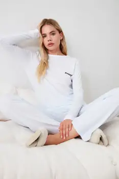 

Trendyol Striped Embroidered Knitted Pajama set THMAW21PT0076