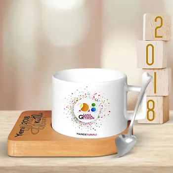 

Personalized New Year Bring Happiness To You Design Wood Altlıklı Ceramic Cup-24
