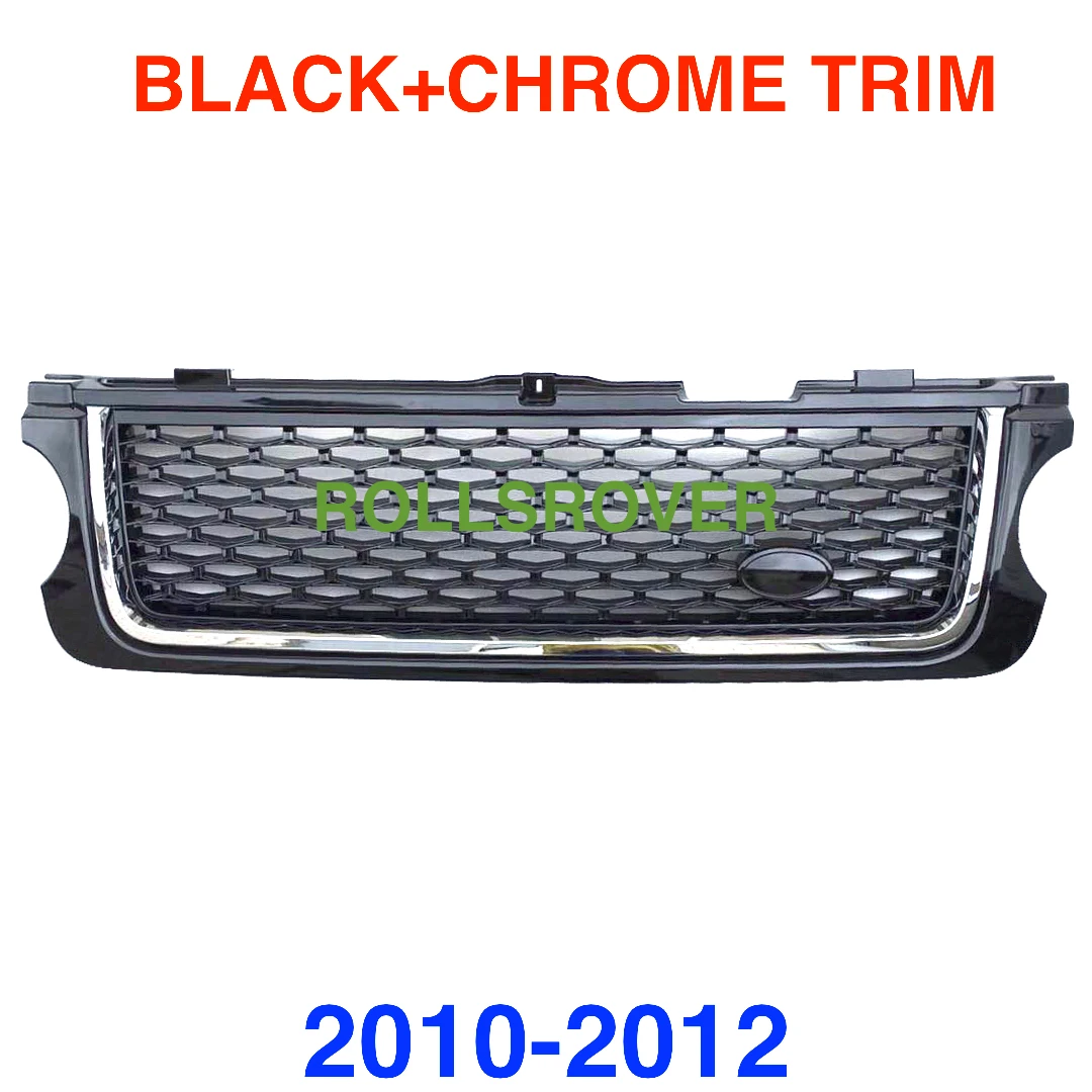 

ROLLSROVER Front Bumper Grille For Range Rover 2010 2011 2012 Black Chrome Trim