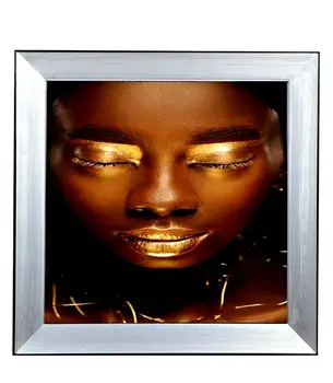 

Bahat Canvas Painting Glazed Wood Silver Painted Framed Glowing Black 51 * 51cm