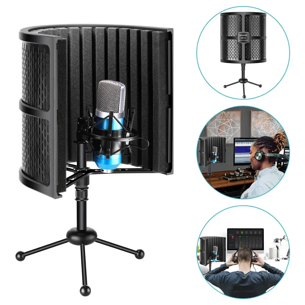 

Neewer Tabletop Compact Microphone Isolation Shield with Tripod, Mic Sound Absorbing Foam for Studio Sound Recording, Podcasts