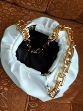 Bolso de mano de día para mujer, cadena dorada gruesa, pinza para masa, bolso de hombro, bolsa de hombro, Baguette plisado, 2021
