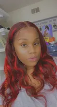 Topodmido 13x4 Color rojo del pelo humano del frente del cordón pelucas con minimechones resaltar el Color de cabello Remy brasileño peluca con malla frontal para las mujeres
