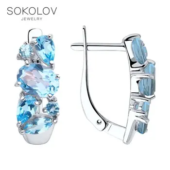

Drop Earrings with stones SOKOLOV silver with Topaz, fashion jewelry, 925, women's/men's, male/female, long earrings, women's male