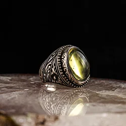 Mens Ring 925 Sterling Silver Ring AMBER  Gemstone Men Rings Male Jewelry Rings For Men Women `s Rings Men Jewelry free