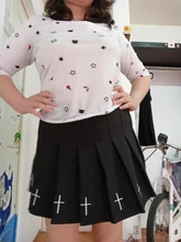 Verano plisado mujeres streetwear negros desenfadados faldas gótico vestido de bordado mini falda