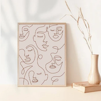 

Woman Face Single Line Drawing Art Prints Minimalist Canvas Poster Feminist Wall Art Decoration Painting Bedroom Art Wall Decor