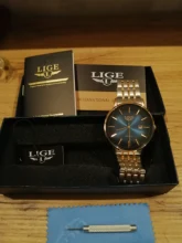 LIGE-Reloj de lujo con correa de acero dorado rosa para mujer, accesorio de pulsera resistente al agua, de marca superior