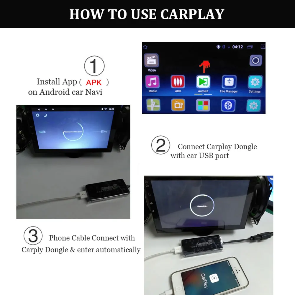 Автомобильный переходник Carlinkit универсальный USB для Apple Android CarPlay|ТВ-приемник