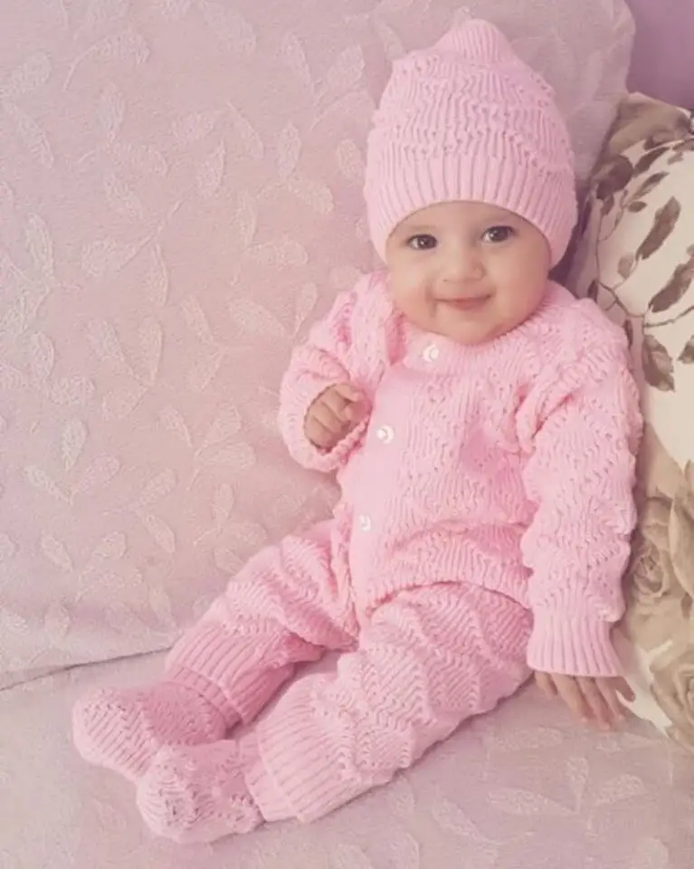 

Pink, Dented Sweater Baby Girl Rompers