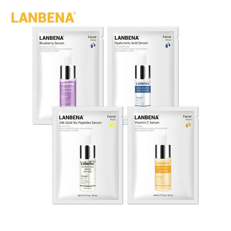 LANBENA маски для лица Гиалуроновая Кислота Витамин С Сыворотка черника лист маска увлажняющая отбеливающая Омолаживающая вода уход за кожей