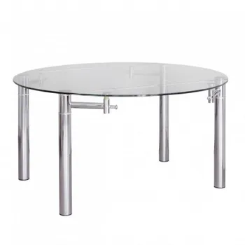 

Extendable dining table MILAN tempered glass and metal structure finish chrome 90/146x146 cm