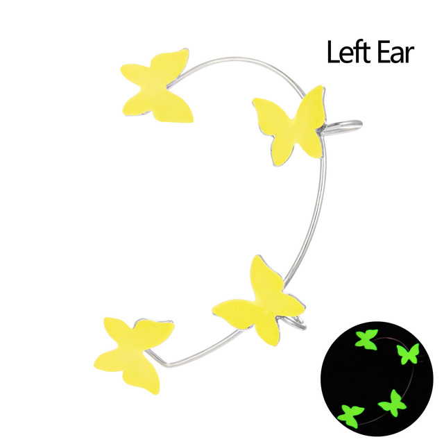 Luminous Butterfly Ear Cuff Clip For Women Copper Fake Piercing Butterfly Earring Glow In The Dark Fashion Jewelry Gift